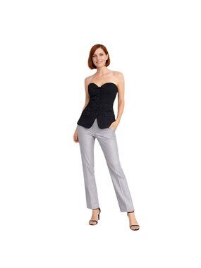 ZARA Black Strapless Large Corset Blazer Top With Button Front & Pockets